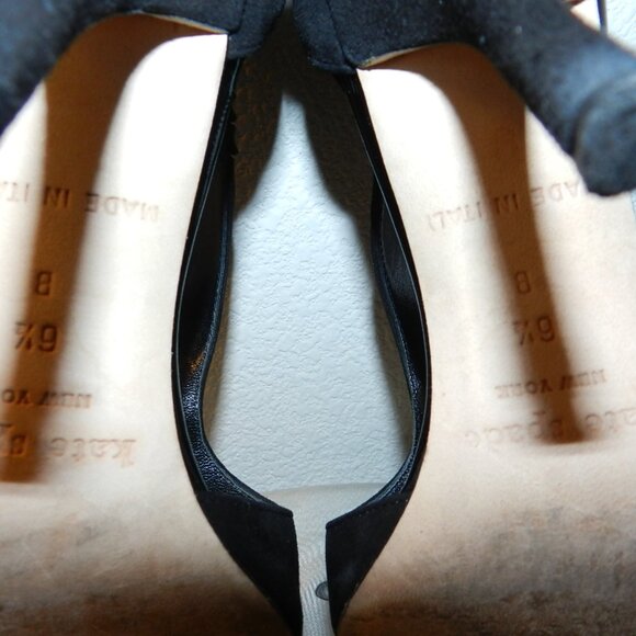 Kate Spade New York Cate Black Open Toe Suede Leather T-Strap Heels Size 6.5 - Picture 13 of 16